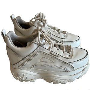 Windsor Smith White Leather Platform Sneakers Size 9